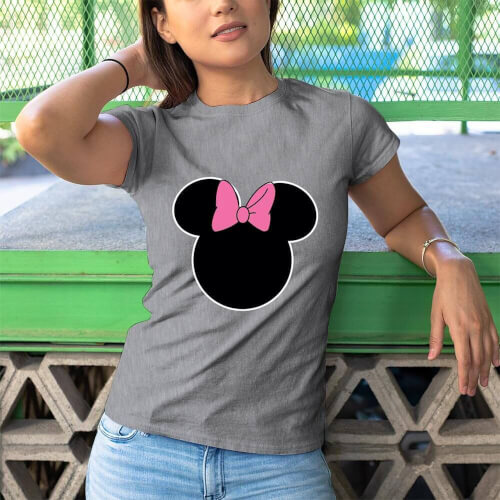 Minnie Mouse Kadın Kısa Kol Tişört - Tekli Kombin - Thumbnail