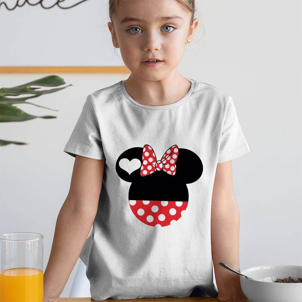 Tisho - Minnie Mouse Kız Çocuk Kısa Kol Tişört - Tekli Kombin