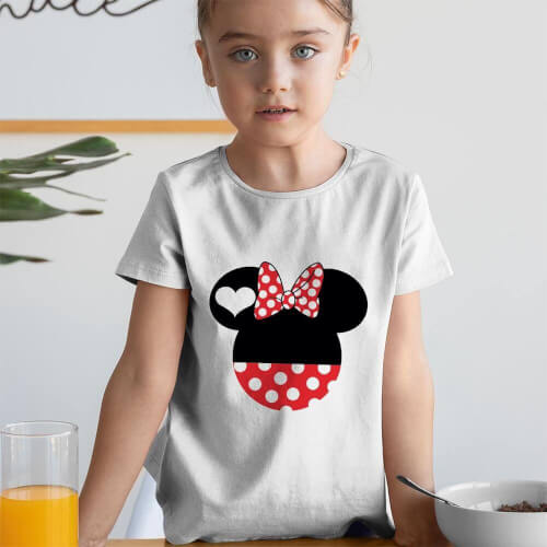 Minnie Mouse Kız Çocuk Kısa Kol Tişört - Tekli Kombin