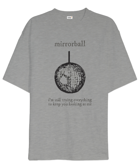 Tisho - Mirrorball Taylor Swift Folklore Gri Oversize Unisex Tişört