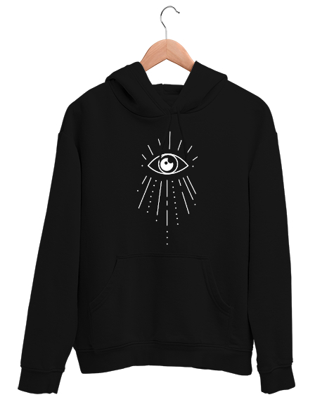 Mistik Göz - Nazar Siyah Unisex Kapşonlu Sweatshirt - Tisho