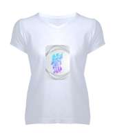 mitolojik heykel Beyaz Kadın V Yaka Tişört - Tisho