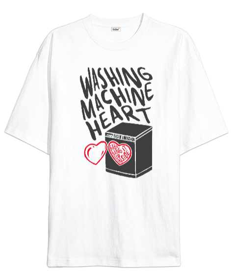 Tisho - Mitski Washing Machine Heart Beyaz Oversize Unisex Tişört