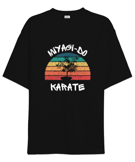 Tisho - Miyagi-Do Karate Kid Bonsai Siyah Oversize Unisex Tişört