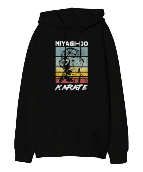 Tisho - Miyagi-Do Karate Master Karate Kid Siyah Oversize Unisex Kapüşonlu Sweatshirt