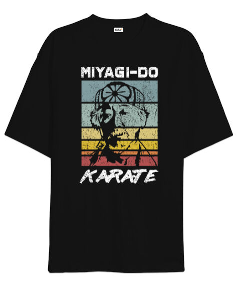 Tisho - Miyagi-Do Karate Master Karate Kid Siyah Oversize Unisex Tişört