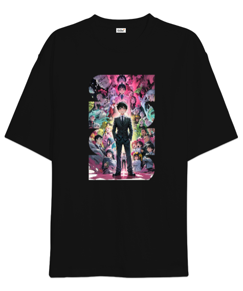 Tisho - Mob Psycho 100 Siyah Oversize Unisex Tişört