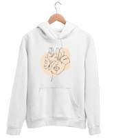 modern çizgiler Beyaz Unisex Kapşonlu Sweatshirt - Tisho