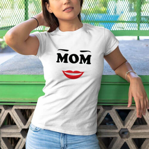 Mom Anne Tasarımlı Kadın Kısa Kol Tişört - Tekli Kombin