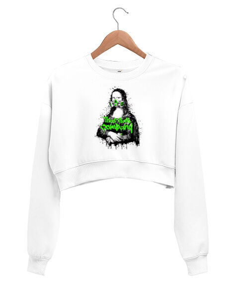 Tisho - Mona Lisa Beyaz Kadın Crop Sweatshirt
