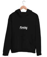 monday Siyah Unisex Kapşonlu Sweatshirt - Tisho