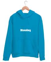 monday Turkuaz Unisex Kapşonlu Sweatshirt - Tisho