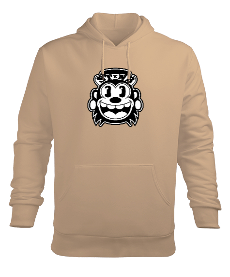 Tisho - monkey Camel Erkek Kapüşonlu Hoodie Sweatshirt