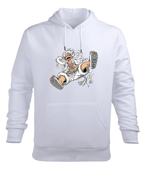 Tisho - Monkey D Luffy Beyaz Erkek Kapüşonlu Hoodie Sweatshirt