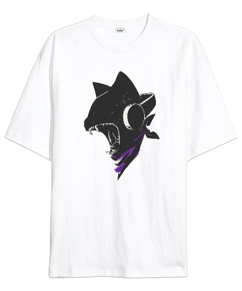 Tisho - Monster Cat Tasarım Baskılı Oversize Unisex Tişört