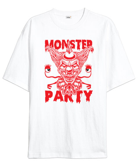 Tisho - Monster Party Beyaz Oversize Unisex Tişört