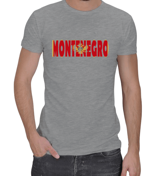 Montenegro bayrağı baskılı Erkek Regular Kesim Tişört