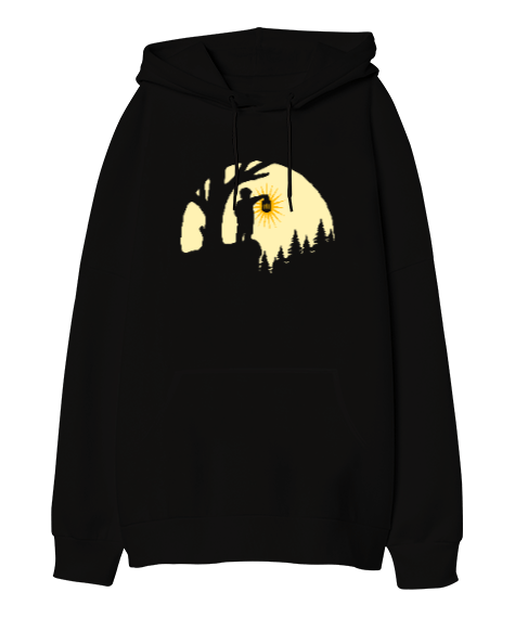 Tisho - Moon And Light Oversize Unisex Kapüşonlu Sweatshirt