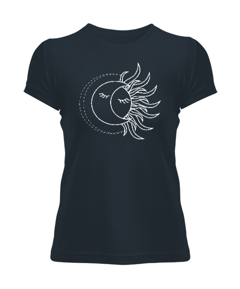 Tisho - Moon And Sun - Güneş ve Ay Füme Kadın Tişört