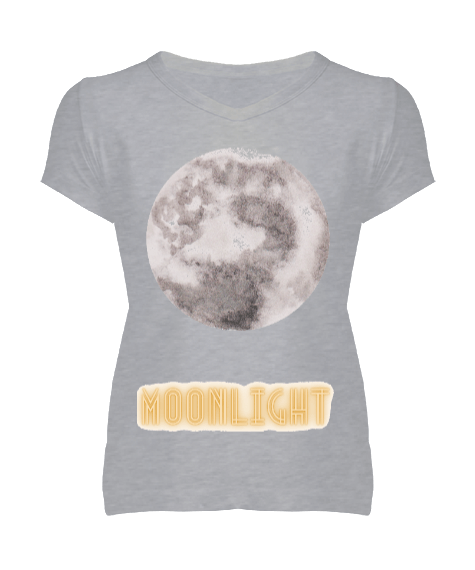 Tisho - moonlight Kadın V Yaka Tişört