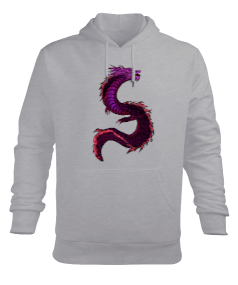 Mor Ejderha Erkek Kapüşonlu Hoodie Sweatshirt - Tisho