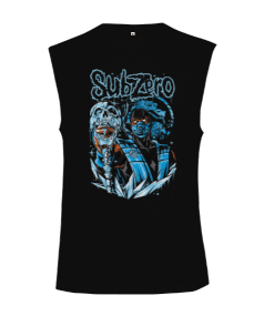 Tisho - Mortal Kombat Sub-Zero Tasarım Baskılı Kesik Kol Unisex Tişört