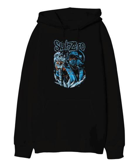 Tisho - Mortal Kombat Sub-Zero Tasarım Baskılı Oversize Unisex Kapüşonlu Sweatshirt