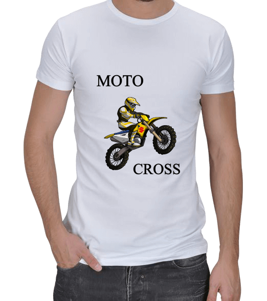 Tisho - Motocross baskılı tshirt Erkek Regular Kesim Tişört