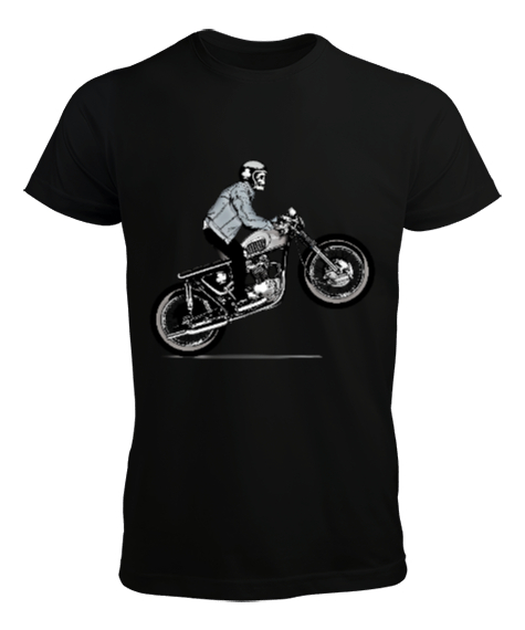 Tisho - motorcu kurukafa Siyah Erkek Tişört