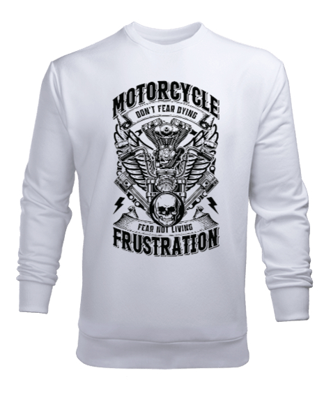 Tisho - Motorcycle Frustration Beyaz Erkek Sweatshirt