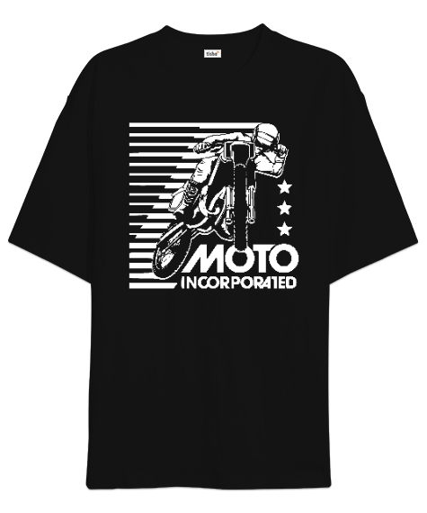 Tisho - Motorcycle Race GP - Motosiklet Sürüş Siyah Oversize Unisex Tişört