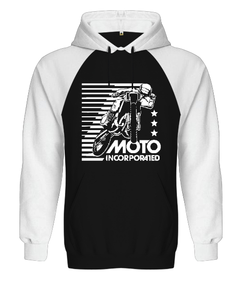 Tisho - Motorcycle Race GP - Motosiklet Sürüş Siyah/Beyaz Orjinal Reglan Hoodie Unisex Sweatshirt