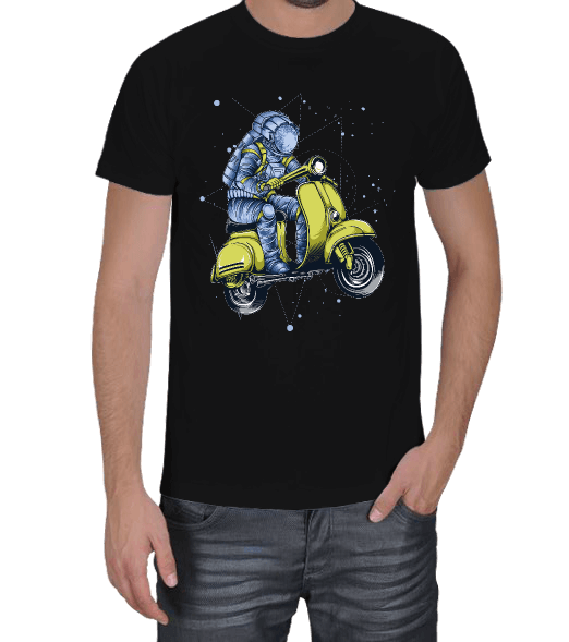 Motorlu Astronot HD Erkek Tişört