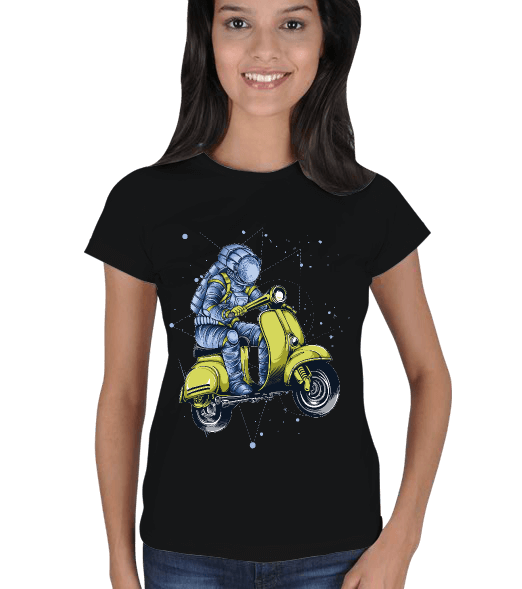 Tisho - Motorlu Astronot HD Kadın Tişört