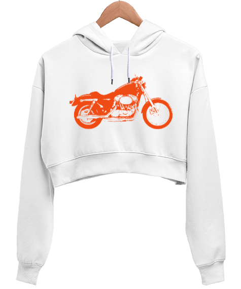 Tisho - Motosiklet Kadın Crop Hoodie Kapüşonlu Sweatshirt