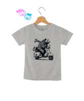 Motosiklet Kullanan Ayı - Bear Gri Çocuk Unisex - Tisho