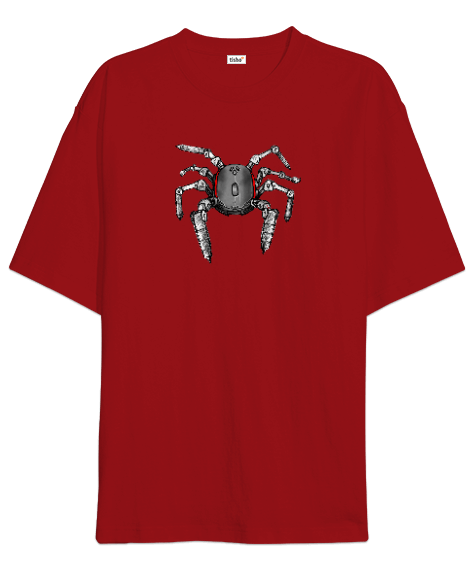 Tisho - Mouse Örümcek Kırmızı Oversize Unisex Tişört