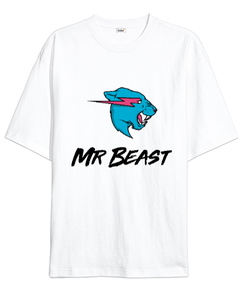 Tisho - Mr. Beast Youtube Beyaz Oversize Unisex Tişört