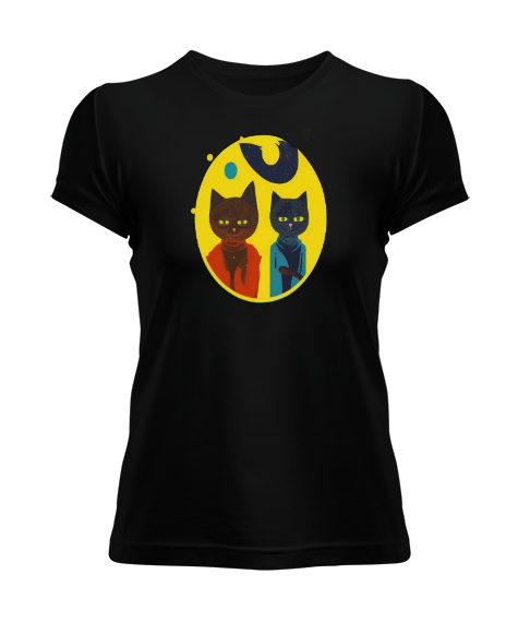 Tisho - Mr.Cats Siyah Kadın Tişört