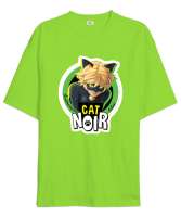 Mucize Uğur Böceği Dizisi Karakedi Temalı Eğlenceli - Kahramanlarla Dolu Renkli Tasarım Fıstık Yeşili Oversize Unisex Tişört - Tisho