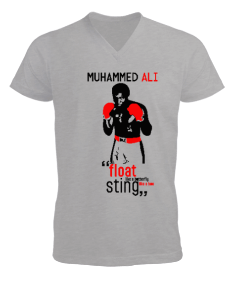 Tisho - Muhammed Ali V2 Erkek Kısa Kol V Yaka Tişört