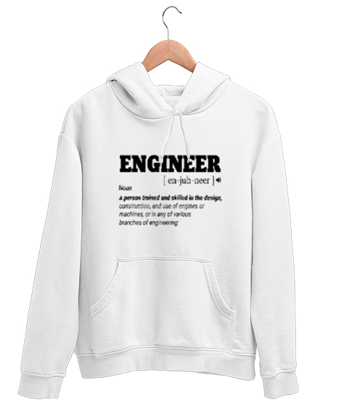 Tisho - Mühendis - Engineer Beyaz Unisex Kapşonlu Sweatshirt