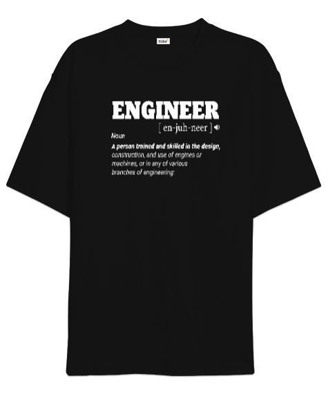 Tisho - Mühendis - Engineer Siyah Oversize Unisex Tişört