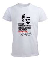 Muhtaç Olduğun Kudret Damarlarındaki Asil Kanda Mevcuttur - Mustafa Kemal Atatürk Beyaz Erkek Tişört - Tisho