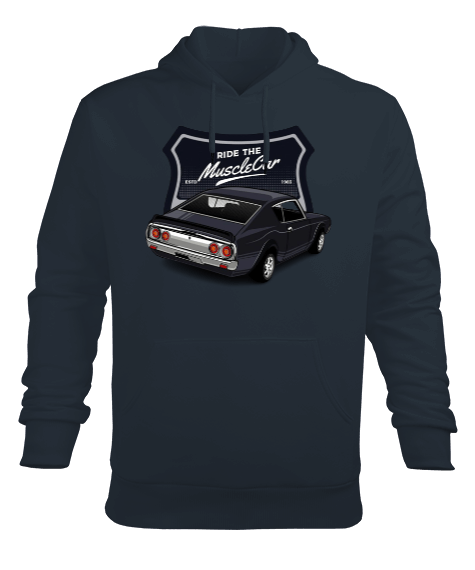 Tisho - Muscle car baskılı Erkek Kapüşonlu Hoodie Sweatshirt