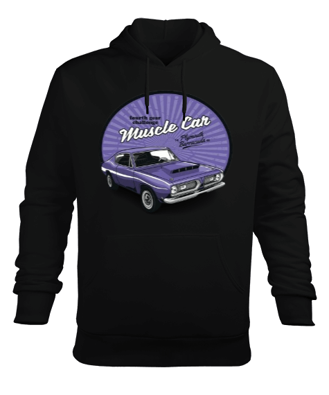 Tisho - Muscle car baskılı Erkek Kapüşonlu Hoodie Sweatshirt