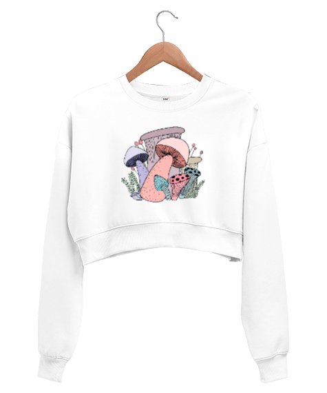 Tisho - Mushrooms Kadın Crop Sweatshirt