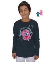 Music Monster - Sevimli Canavar Füme Çocuk Unisex Uzunkollu - Tisho