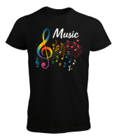 Music Yetişkin Siyah Erkek Tişört - Tisho
