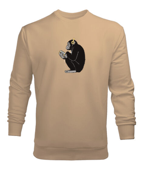 Tisho - Musican Monkey Camel Erkek Sweatshirt